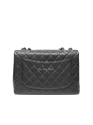 Chanel Black Caviar Quilted Leather Single Flap Large Bag SHW