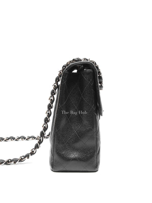 Chanel Black Caviar Quilted Leather Single Flap Large Bag SHW