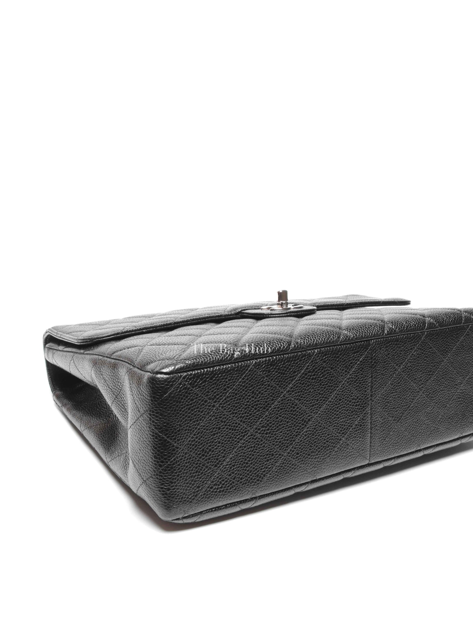 Chanel Black Caviar Quilted Leather Single Flap Large Bag SHW