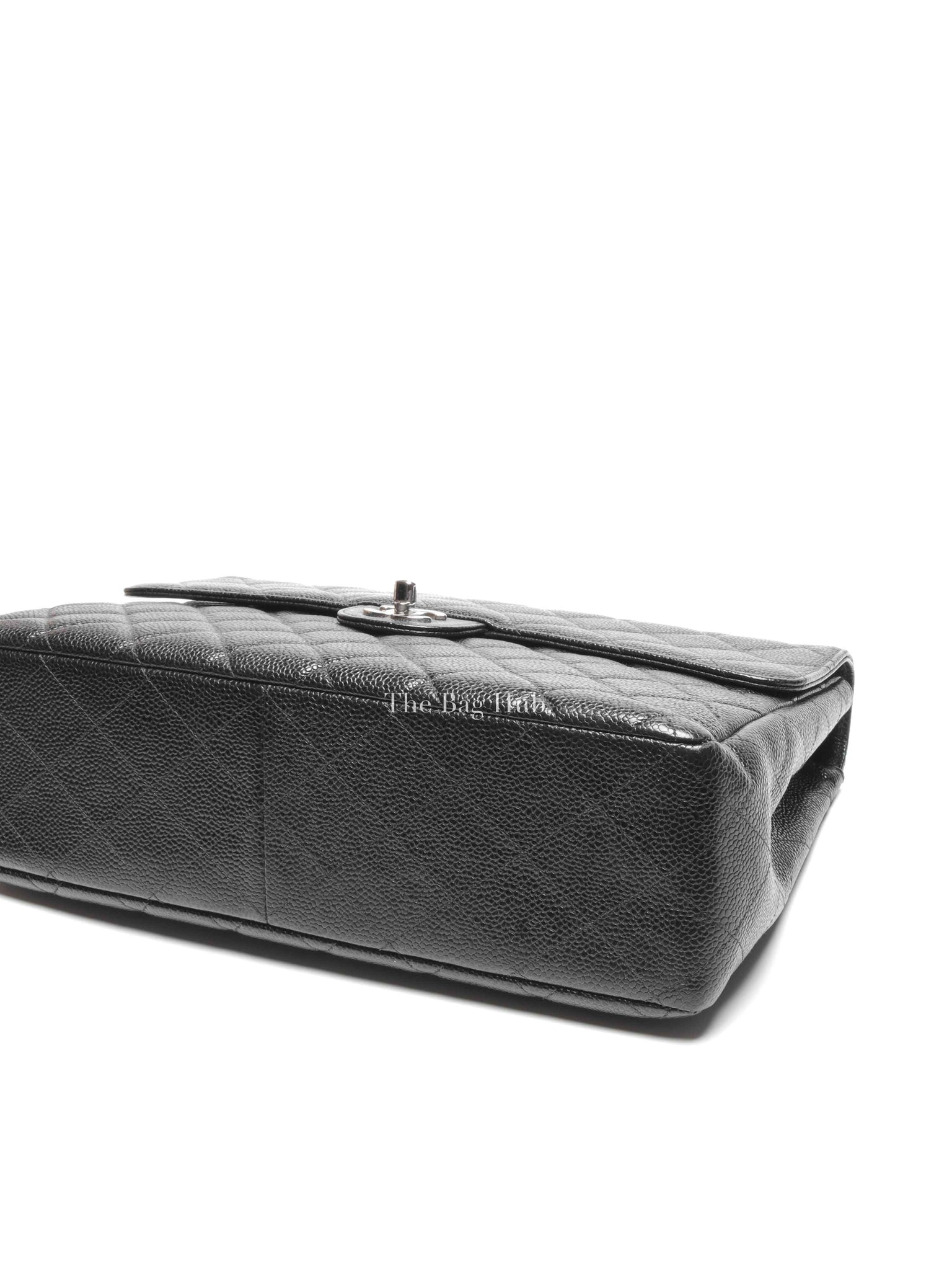 Chanel Black Caviar Quilted Leather Single Flap Large Bag SHW