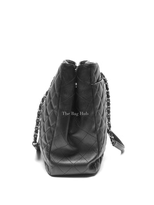 Chanel Black Lambskin Quilted Classic CC Large Shopping Tote Bag SHW
