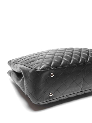 Chanel Black Lambskin Quilted Classic CC Large Shopping Tote Bag SHW