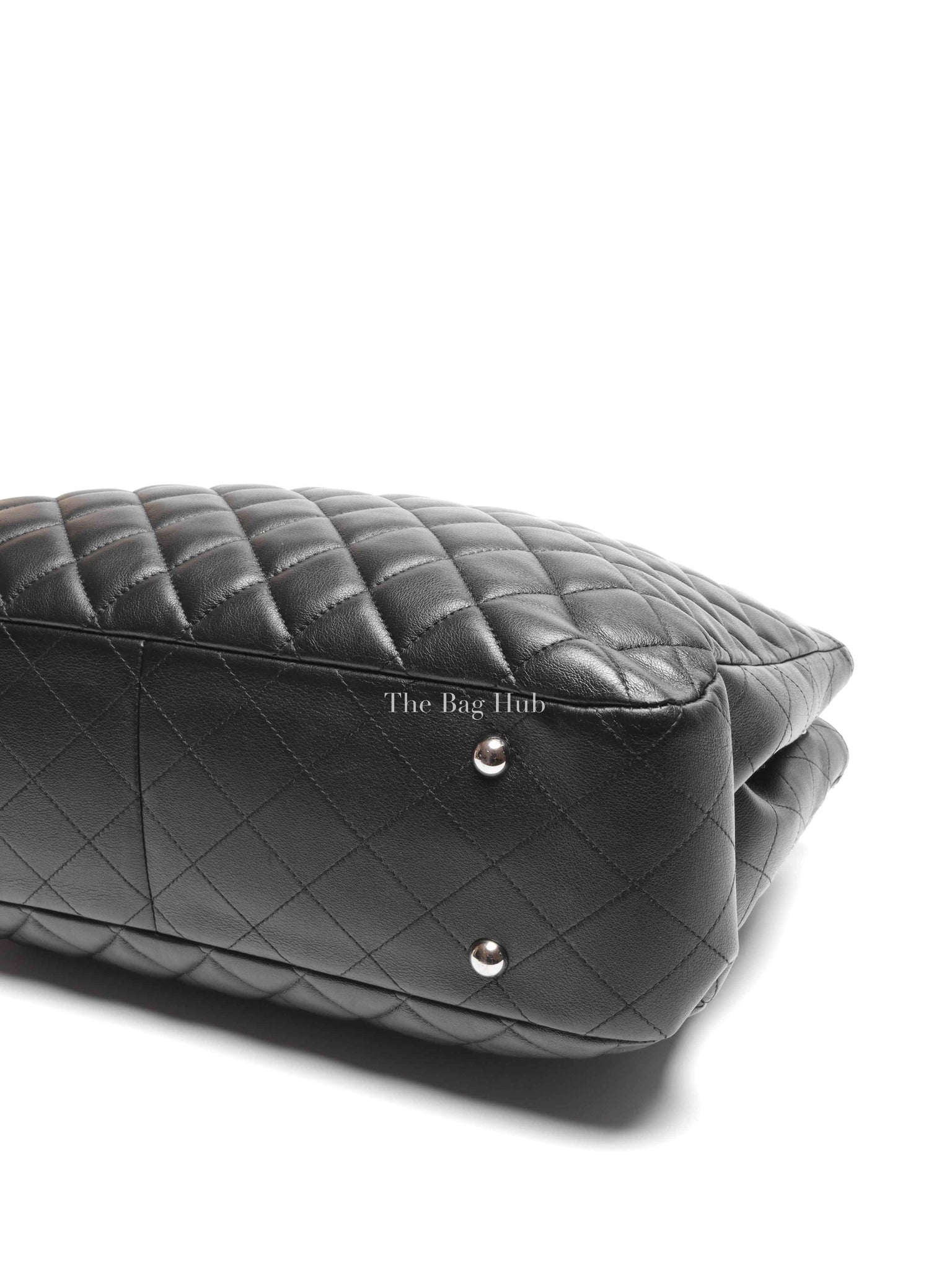 Chanel Black Lambskin Quilted Classic CC Large Shopping Tote Bag SHW
