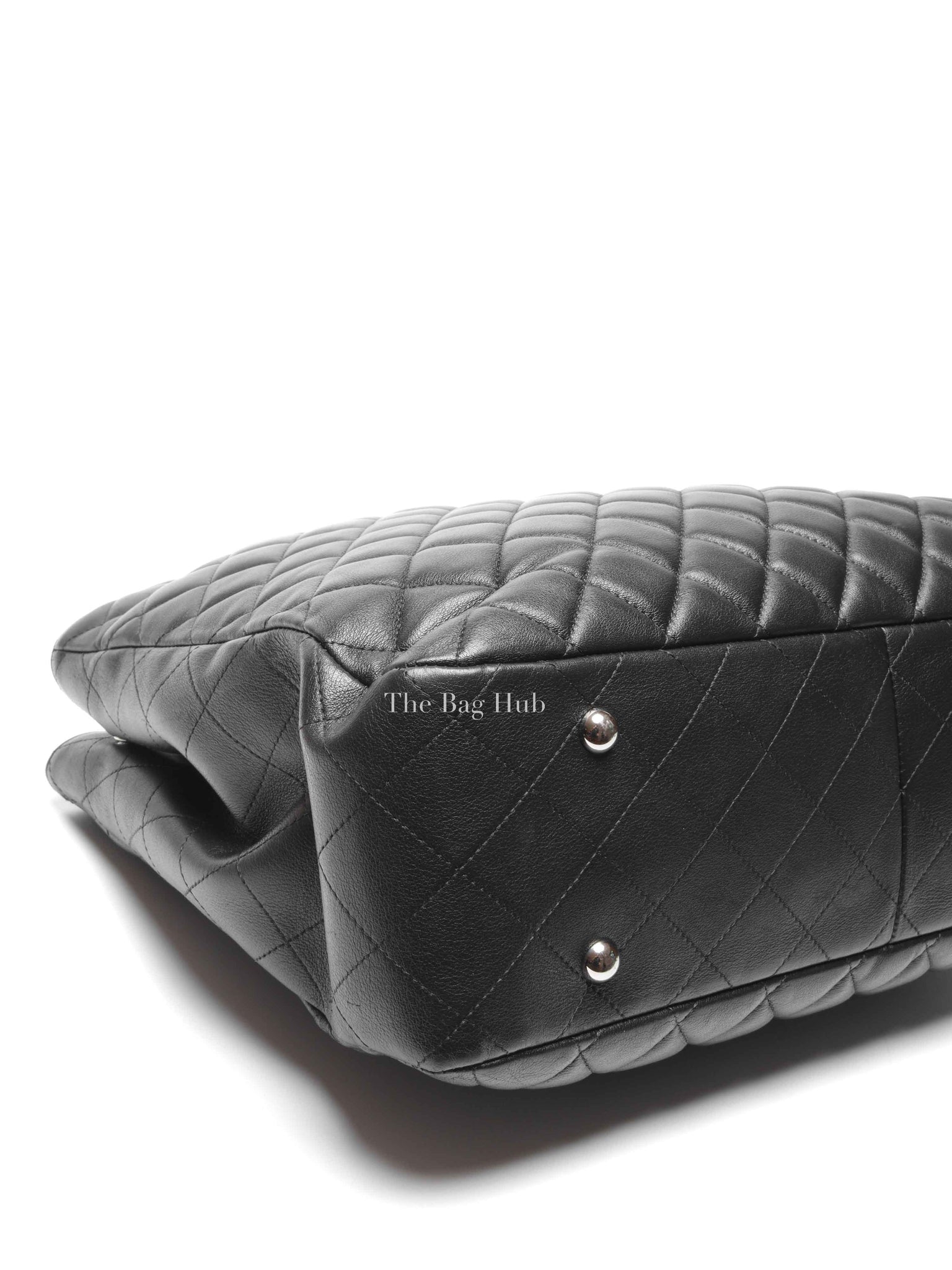 Chanel Black Lambskin Quilted Classic CC Large Shopping Tote Bag SHW