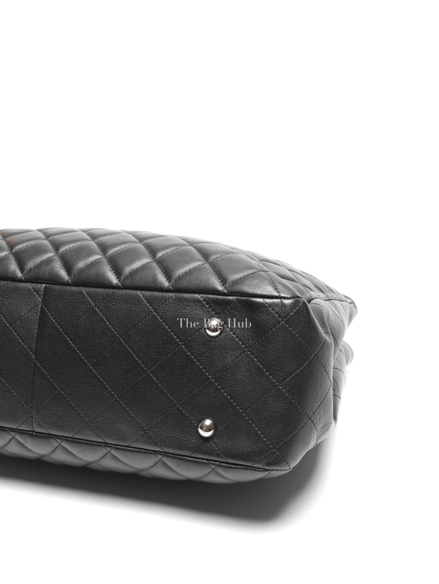 Chanel Black Lambskin Quilted Classic CC Large Shopping Tote Bag SHW