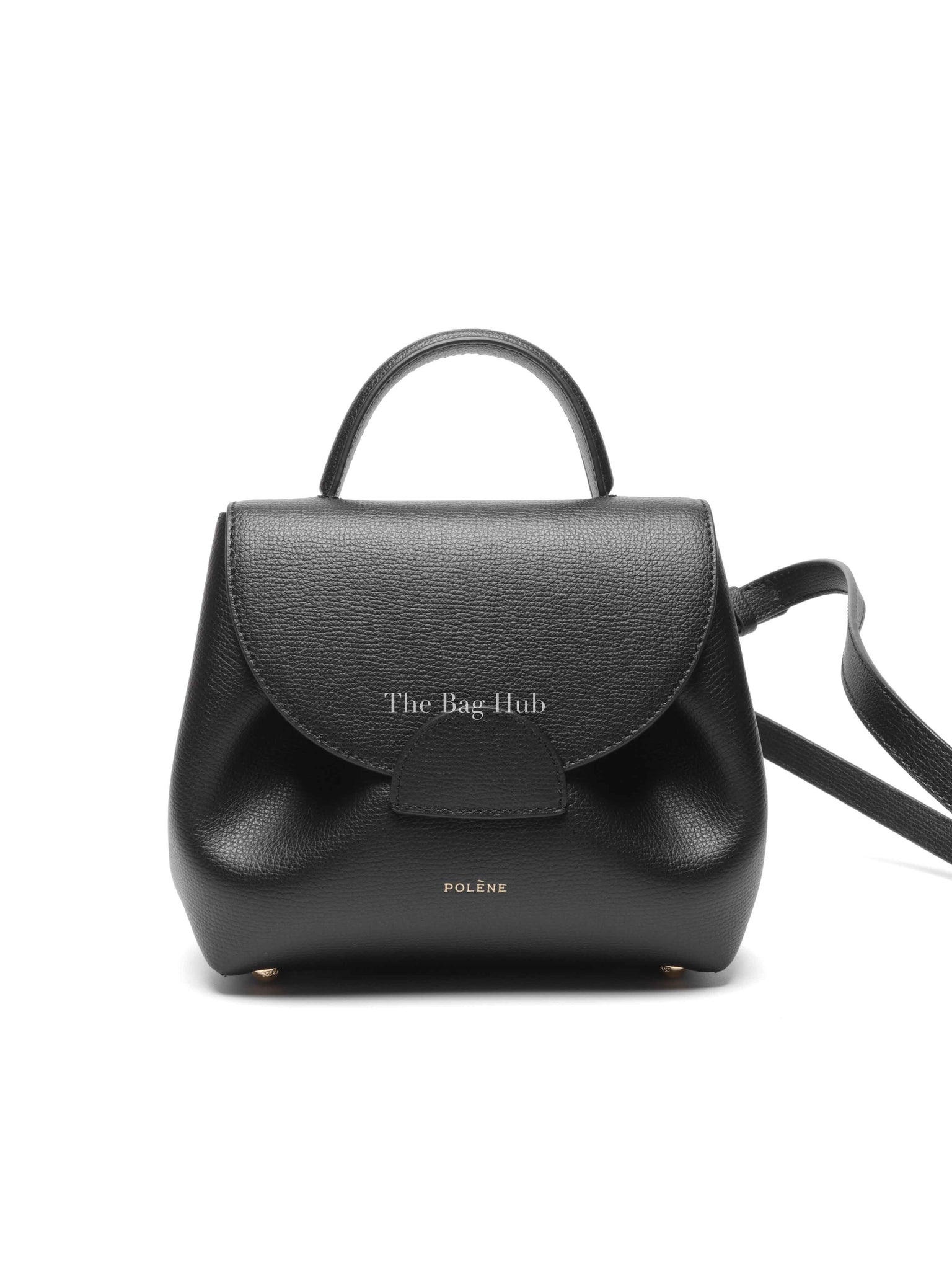 Polene Black Leather Numero Un Nano Bag