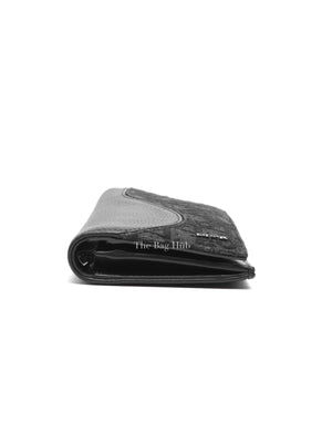 Dior Black Grained Calfskin Marquetry and Black Dior Oblique Jacquard Saddle Long Vertical Wallet