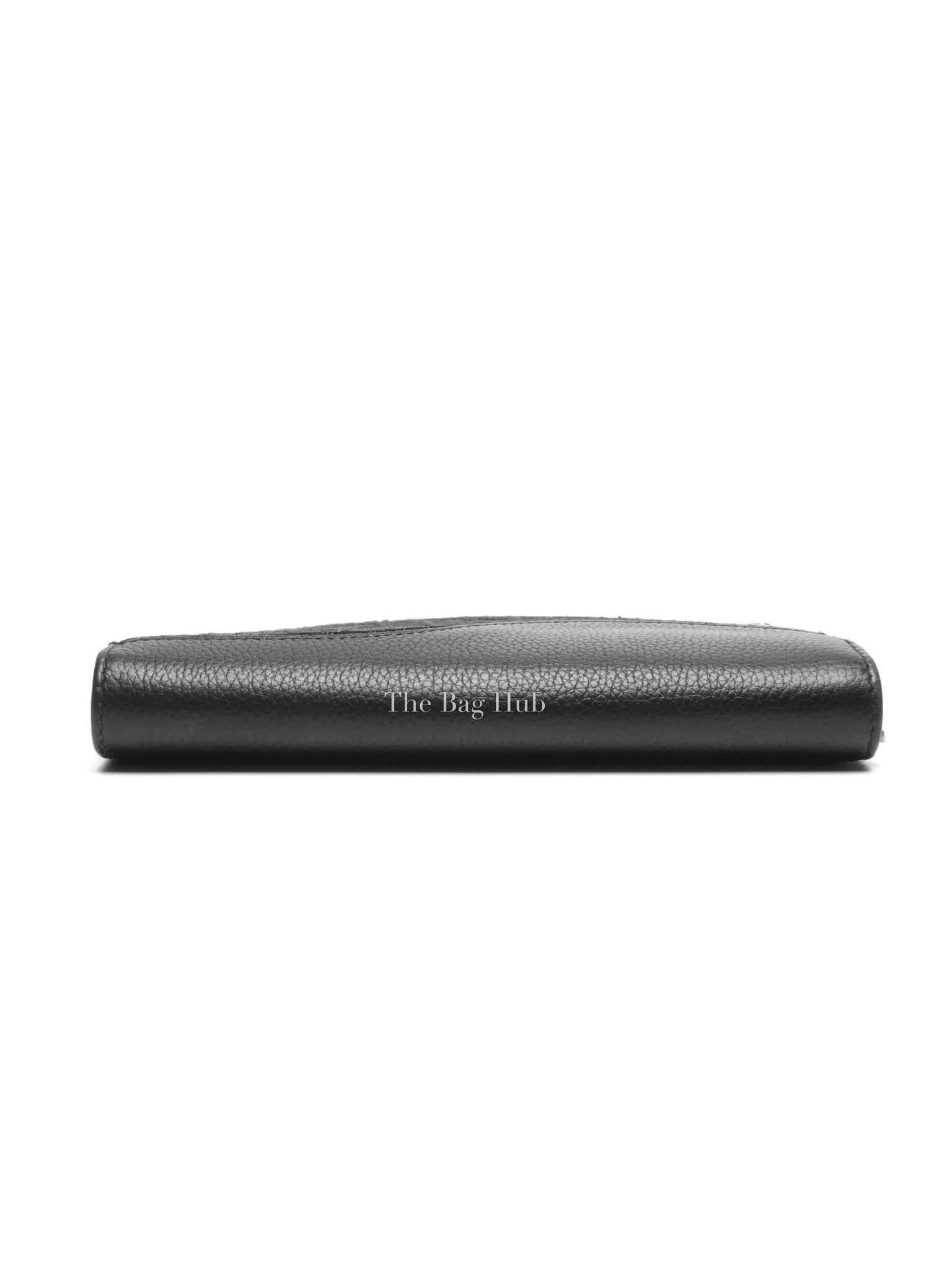 Dior Black Grained Calfskin Marquetry and Black Dior Oblique Jacquard Saddle Long Vertical Wallet
