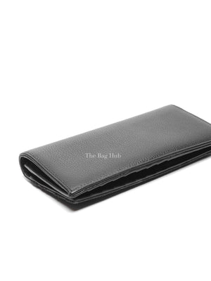 Dior Black Grained Calfskin Marquetry and Black Dior Oblique Jacquard Saddle Long Vertical Wallet