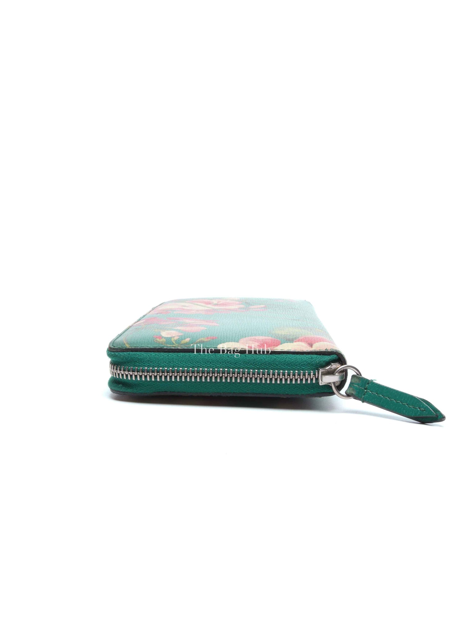 Gucci Green Calfskin Blooms Print Zip Around Long Wallet
