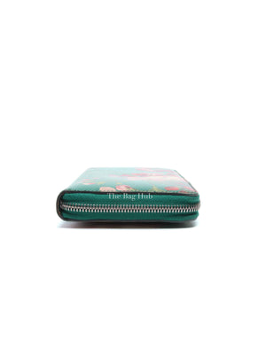 Gucci Green Calfskin Blooms Print Zip Around Long Wallet