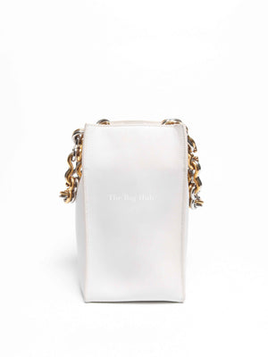 Balenciaga Off White Leather Chain Tote Medium Bag