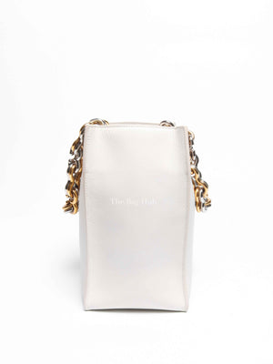 Balenciaga Off White Leather Chain Tote Medium Bag