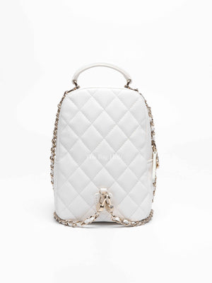 chanel mini backpack sale Velvet Matelasse Chain Purple Silver-Tone Hardwar Vintage La Charme link straps with leather accents Chanel Mini Backpacks for Women