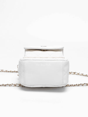 chanel white mini backpack Phone Holder Caviar Light Gold Hardware Chanel White Quilted Caviar Small