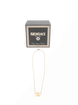 Fendi x Versace Fendace Gold Tone Metal Logo Pendant Necklace
