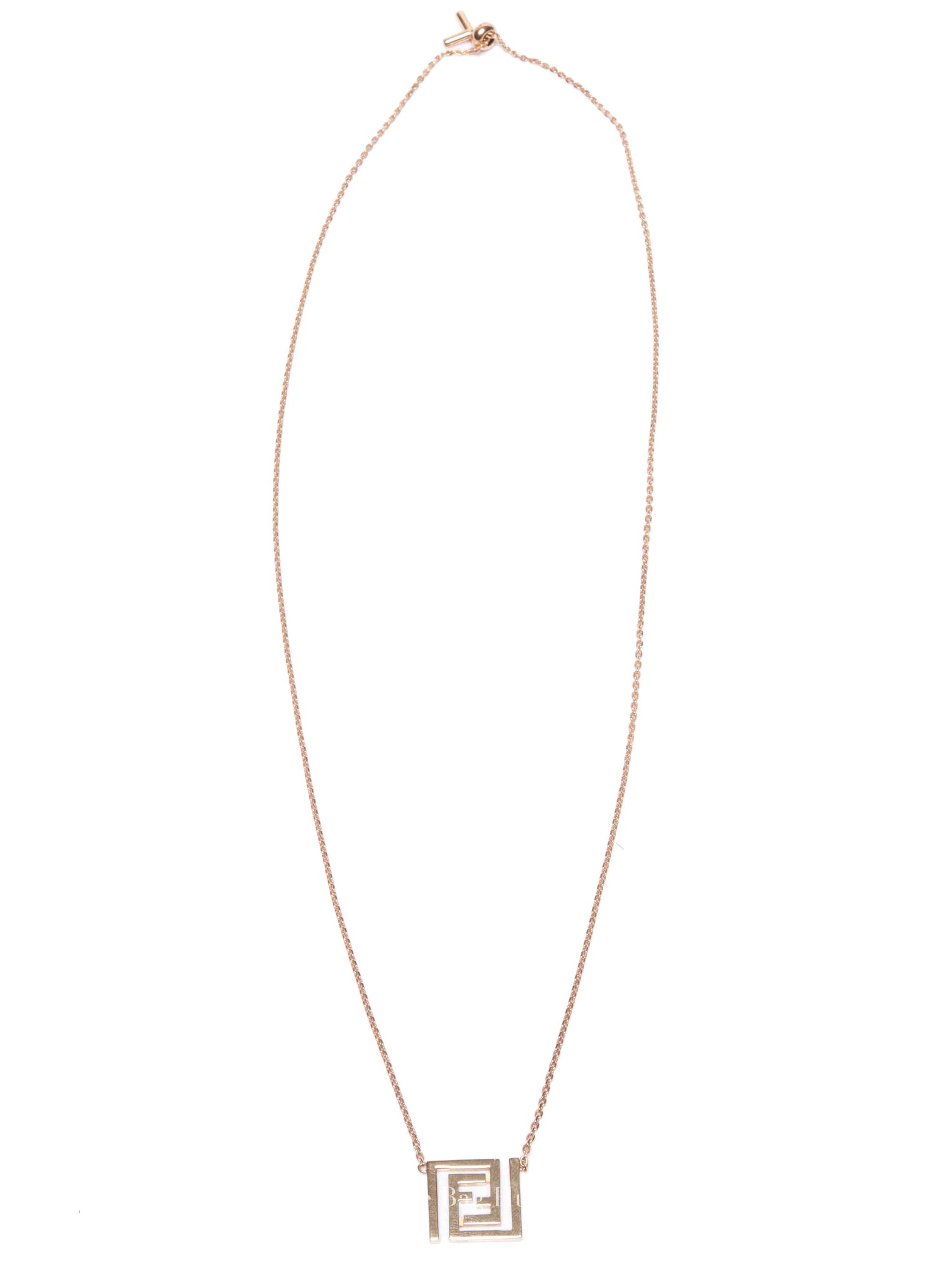 Fendi x Versace Fendace Gold Tone Metal Logo Pendant Necklace