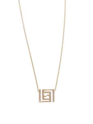 Fendi x Versace Fendace Gold Tone Metal Logo Pendant Necklace
