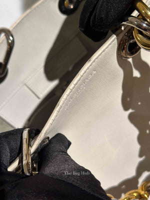 Balenciaga Off White Leather Chain Tote Medium Bag