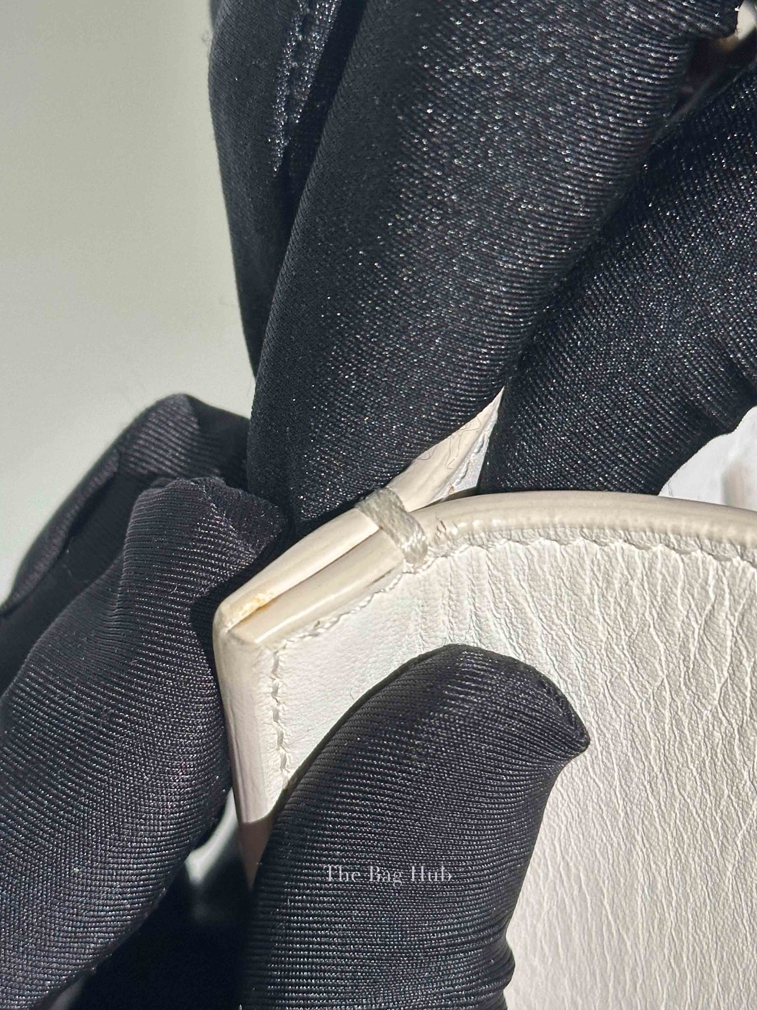Balenciaga Off White Leather Chain Tote Medium Bag