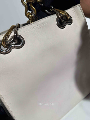 Balenciaga Off White Leather Chain Tote Medium Bag