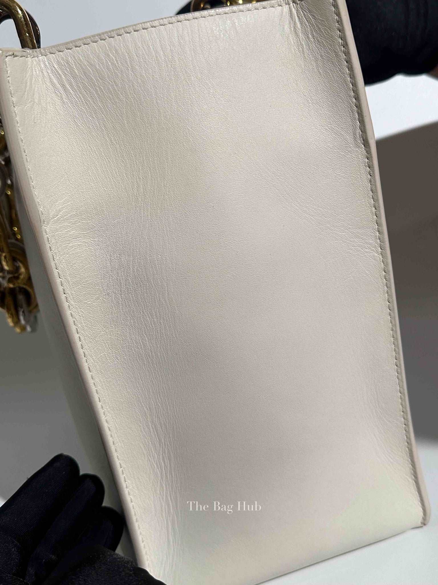 Balenciaga Off White Leather Chain Tote Medium Bag