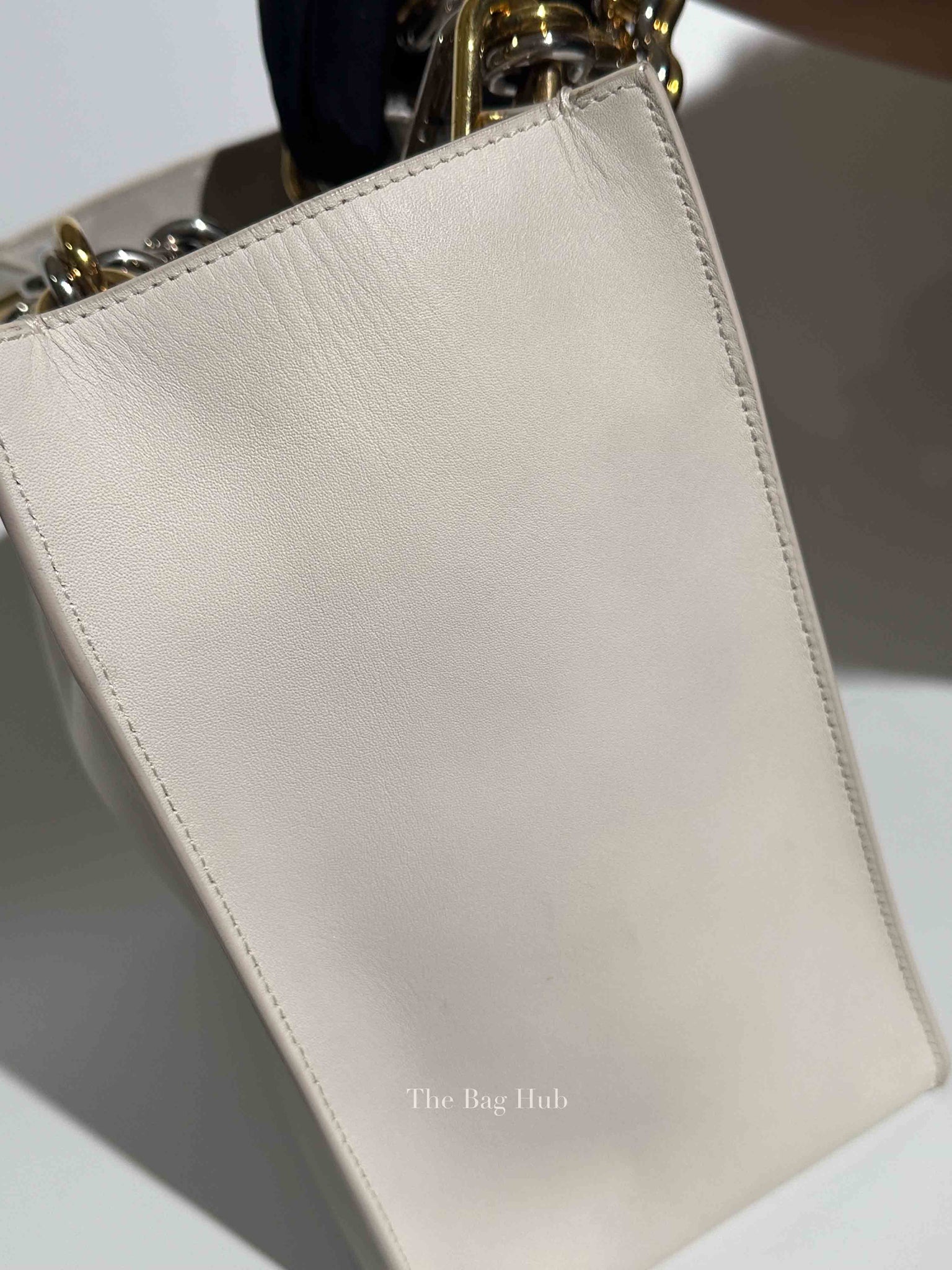 Balenciaga Off White Leather Chain Tote Medium Bag