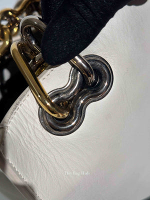 Balenciaga Off White Leather Chain Tote Medium Bag