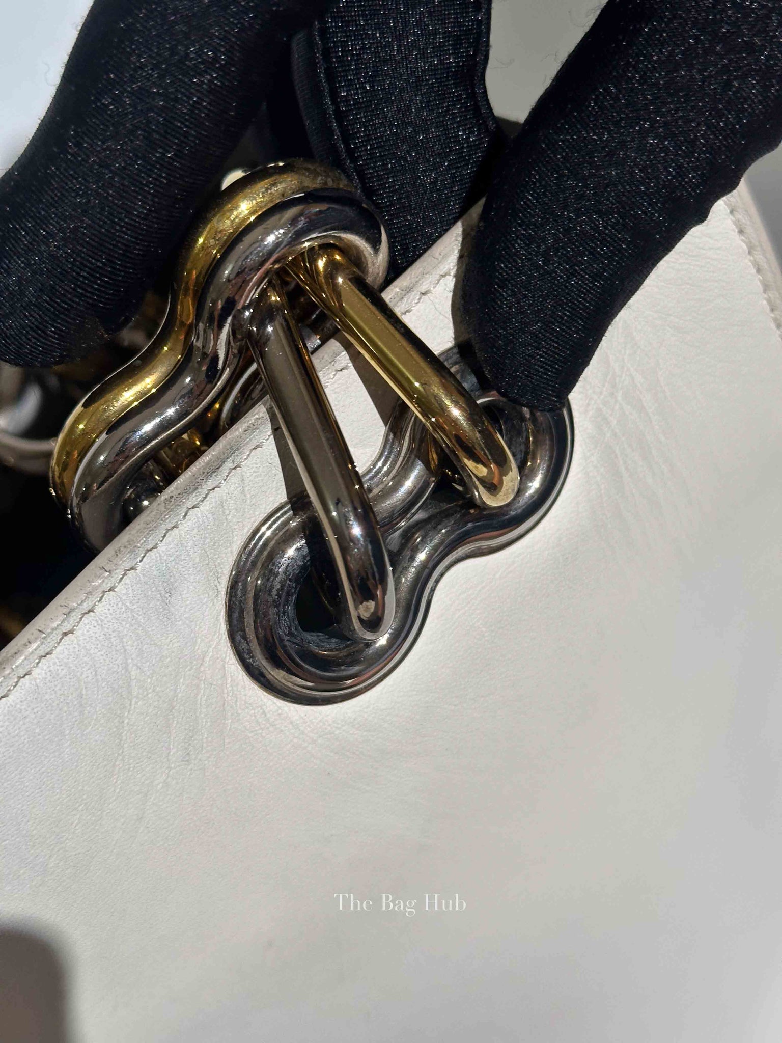 Balenciaga Off White Leather Chain Tote Medium Bag