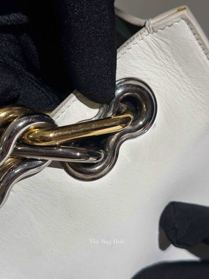 Balenciaga Off White Leather Chain Tote Medium Bag