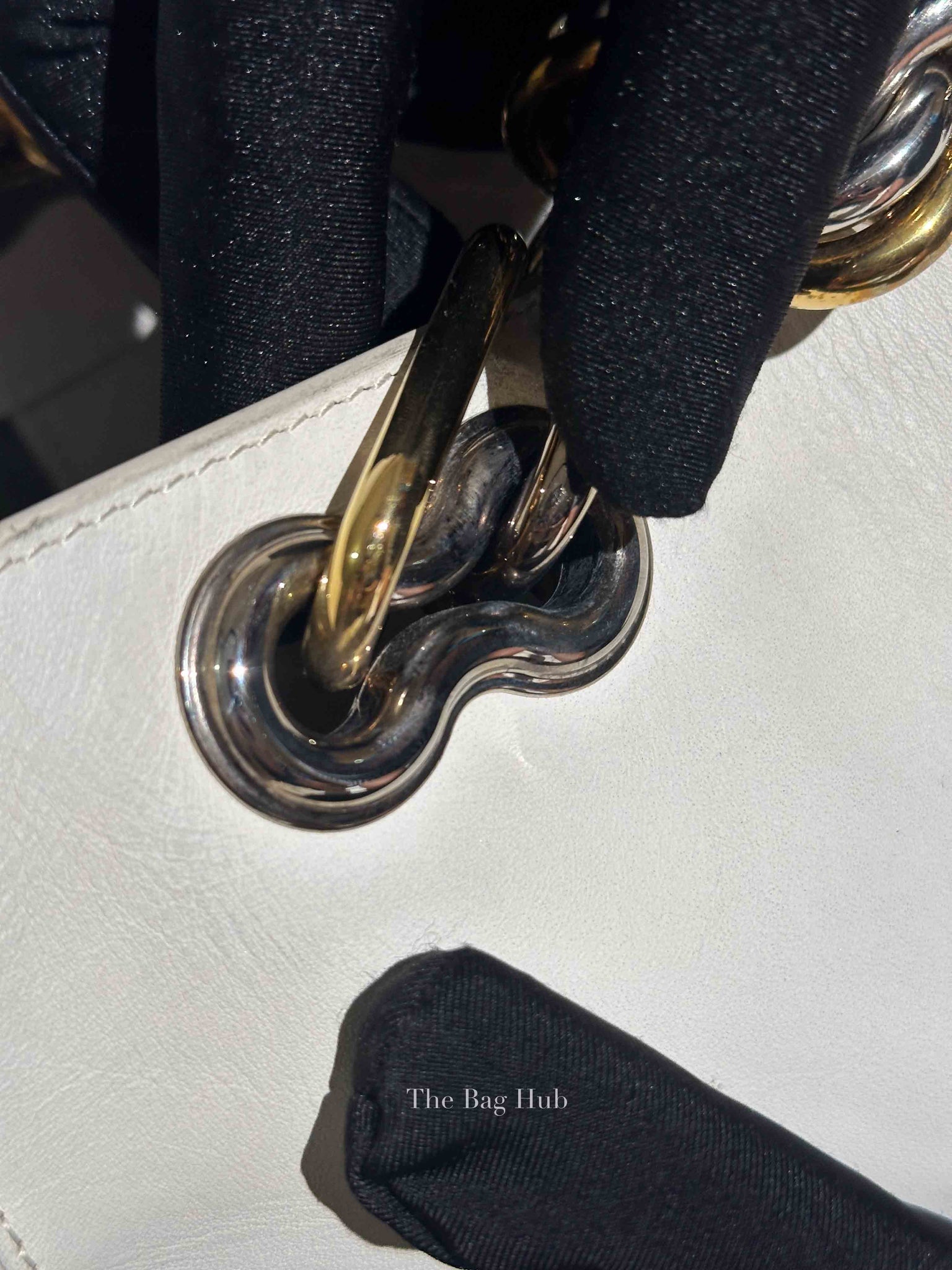 Balenciaga Off White Leather Chain Tote Medium Bag