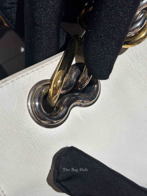 Balenciaga Off White Leather Chain Tote Medium Bag