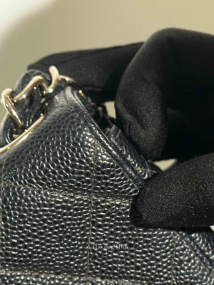 Chanel Black Caviar Quilted Leather Single Flap Large Bag SHW
