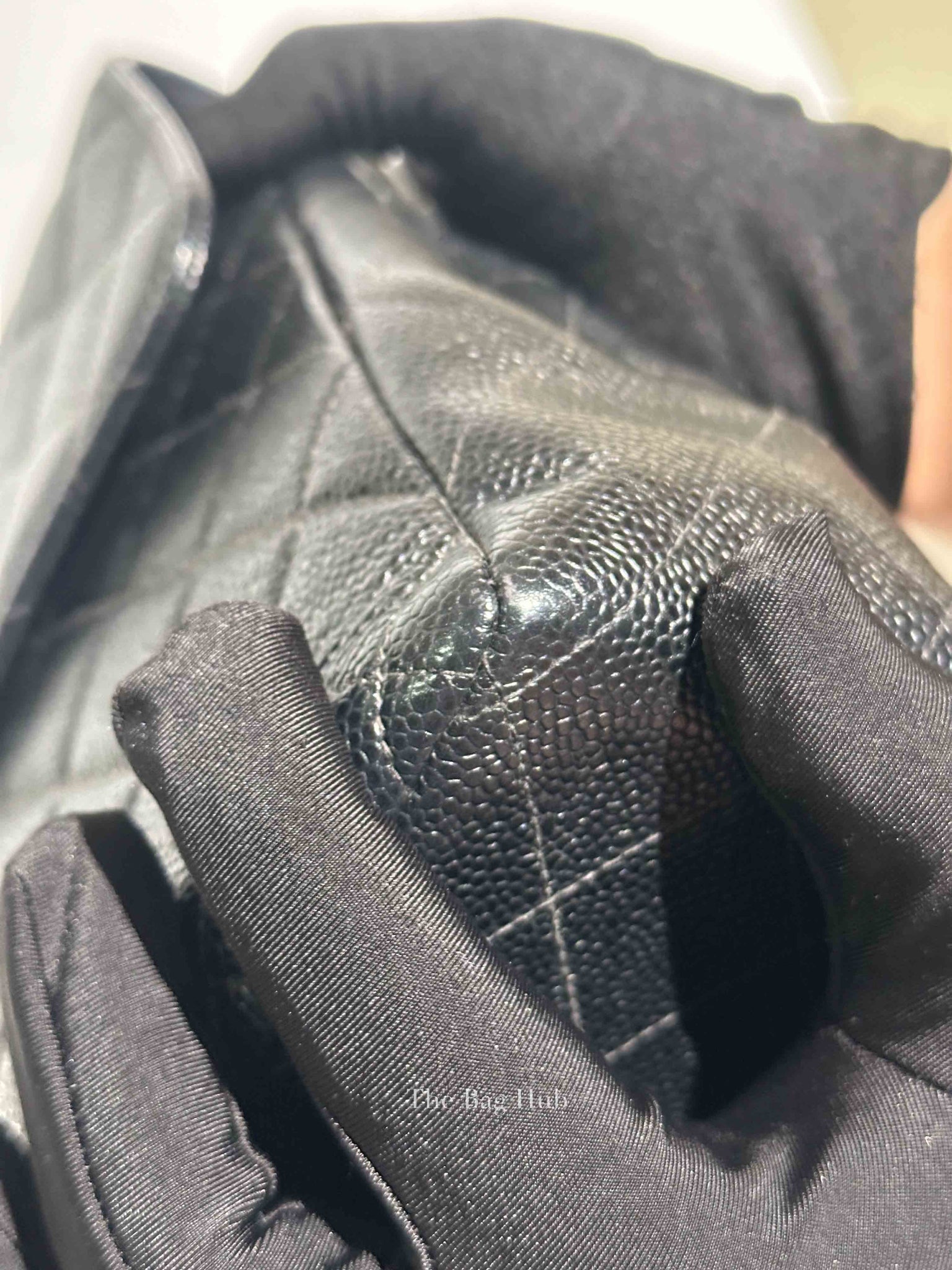 Chanel Black Caviar Quilted Leather Single Flap Large Bag SHW