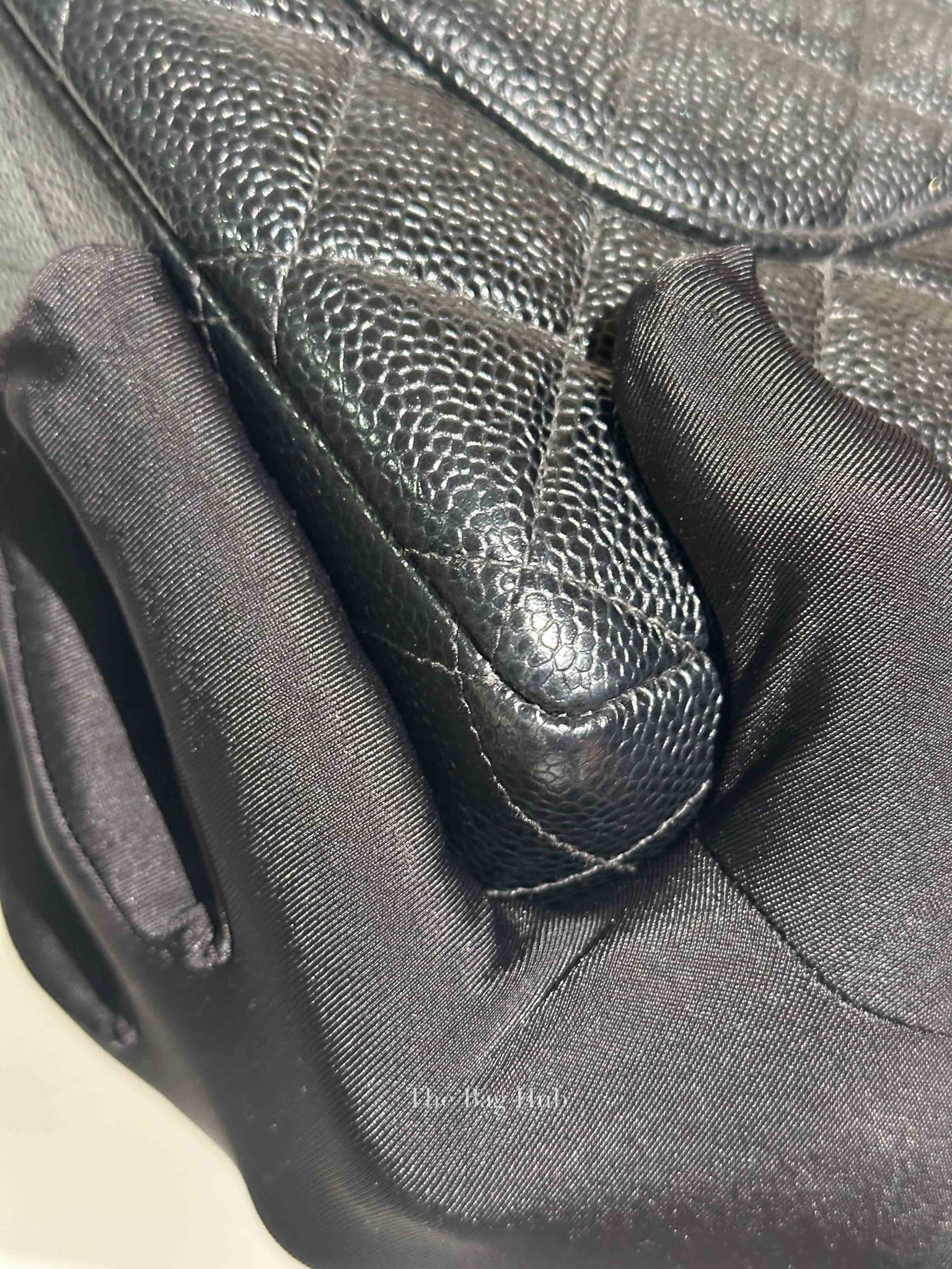 Chanel Black Caviar Quilted Leather Single Flap Large Bag SHW