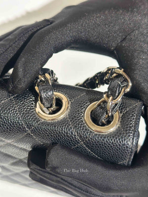 Chanel Black Caviar Quilted Leather Single Flap Large Bag SHW