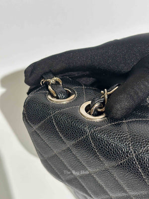Chanel Black Caviar Quilted Leather Single Flap Large Bag SHW