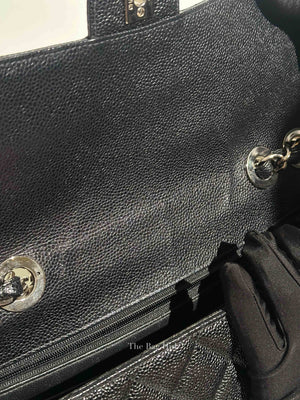Chanel Black Caviar Quilted Leather Single Flap Large Bag SHW