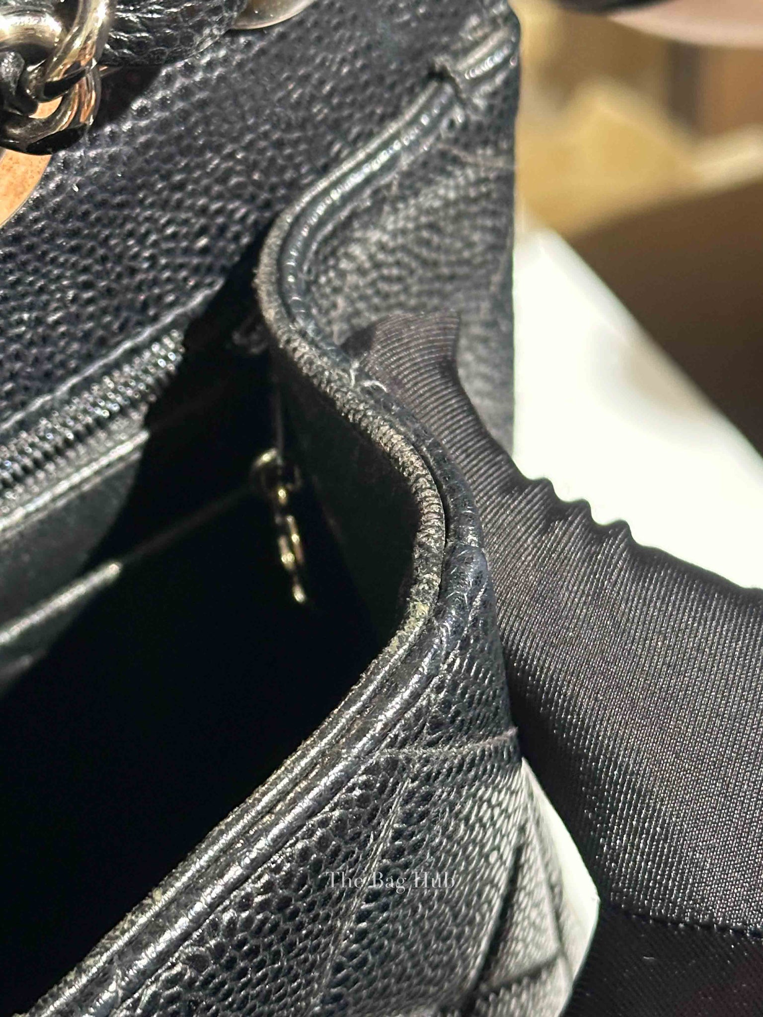 Chanel Black Caviar Quilted Leather Single Flap Large Bag SHW