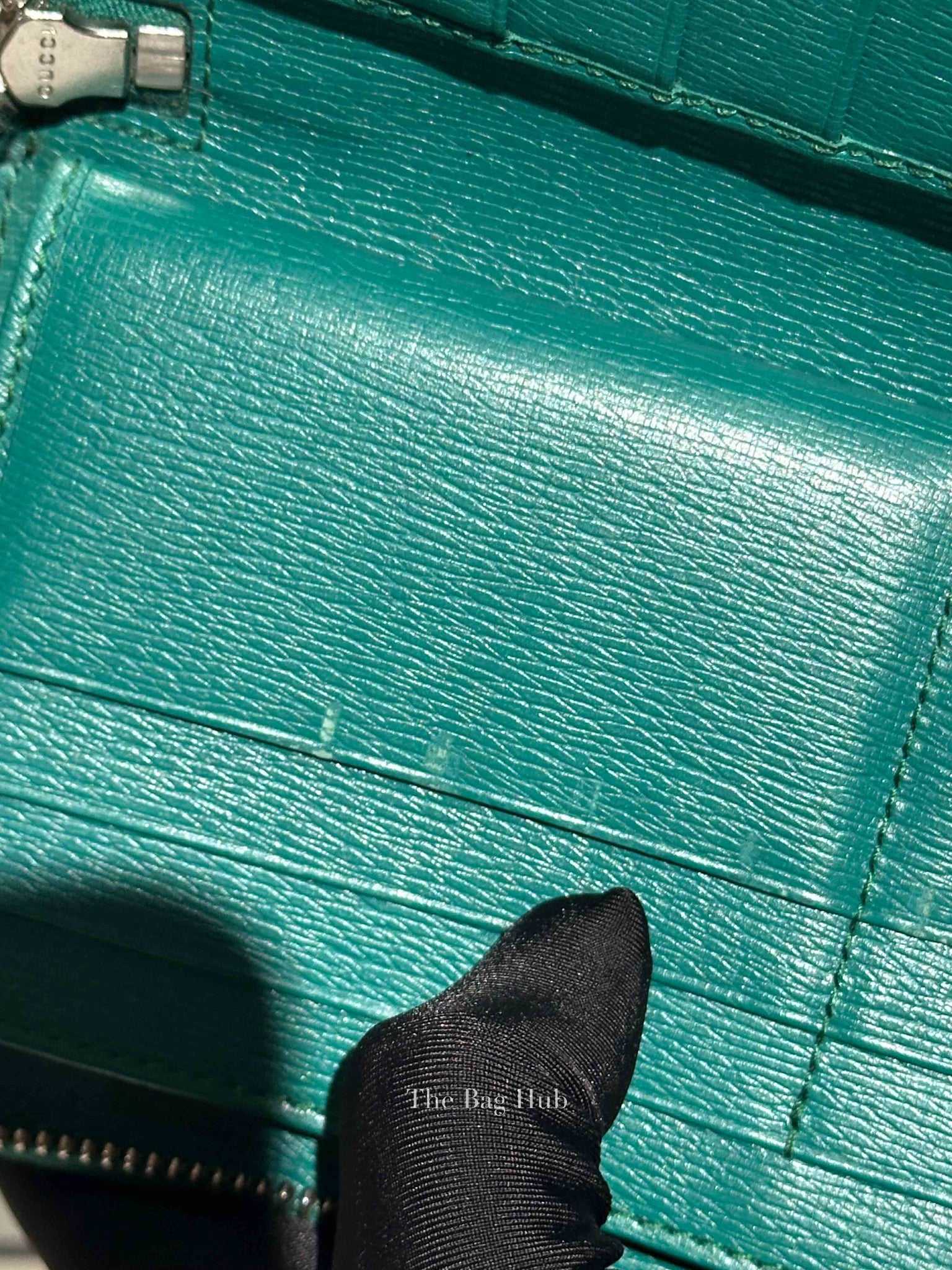 Gucci Green Calfskin Blooms Print Zip Around Long Wallet