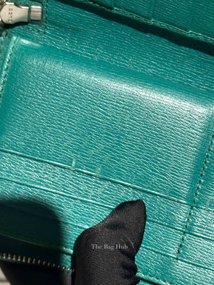 Gucci Green Calfskin Blooms Print Zip Around Long Wallet