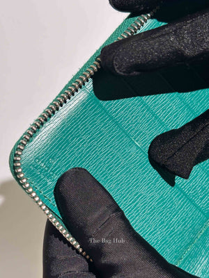 Gucci Green Calfskin Blooms Print Zip Around Long Wallet
