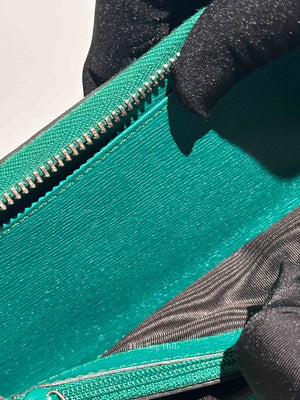 Gucci Green Calfskin Blooms Print Zip Around Long Wallet