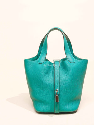 Hermes Vert Taurillon Clemence Picotin 18 Bag PHW