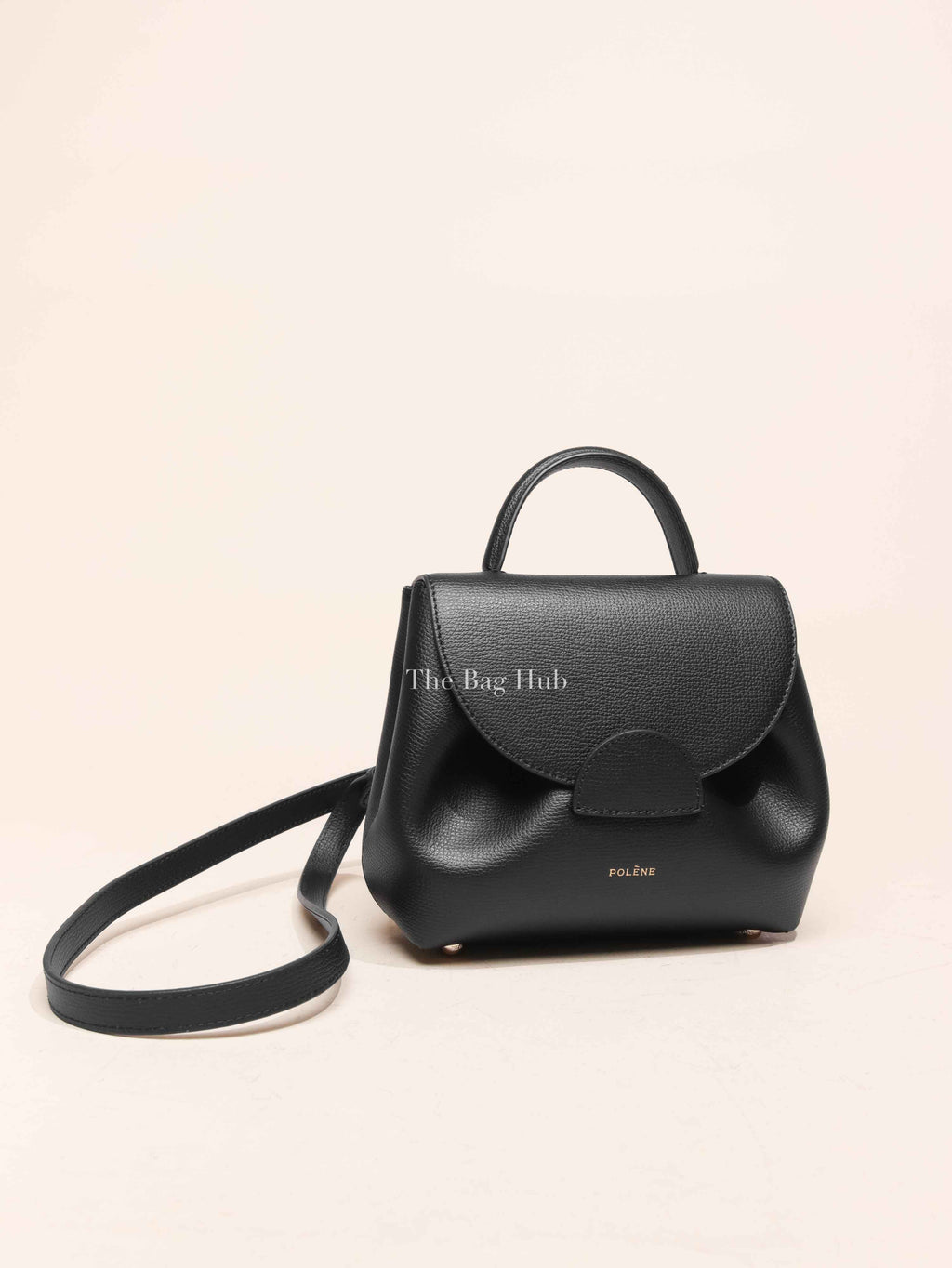 Polene Black Leather Numero Un Nano Bag