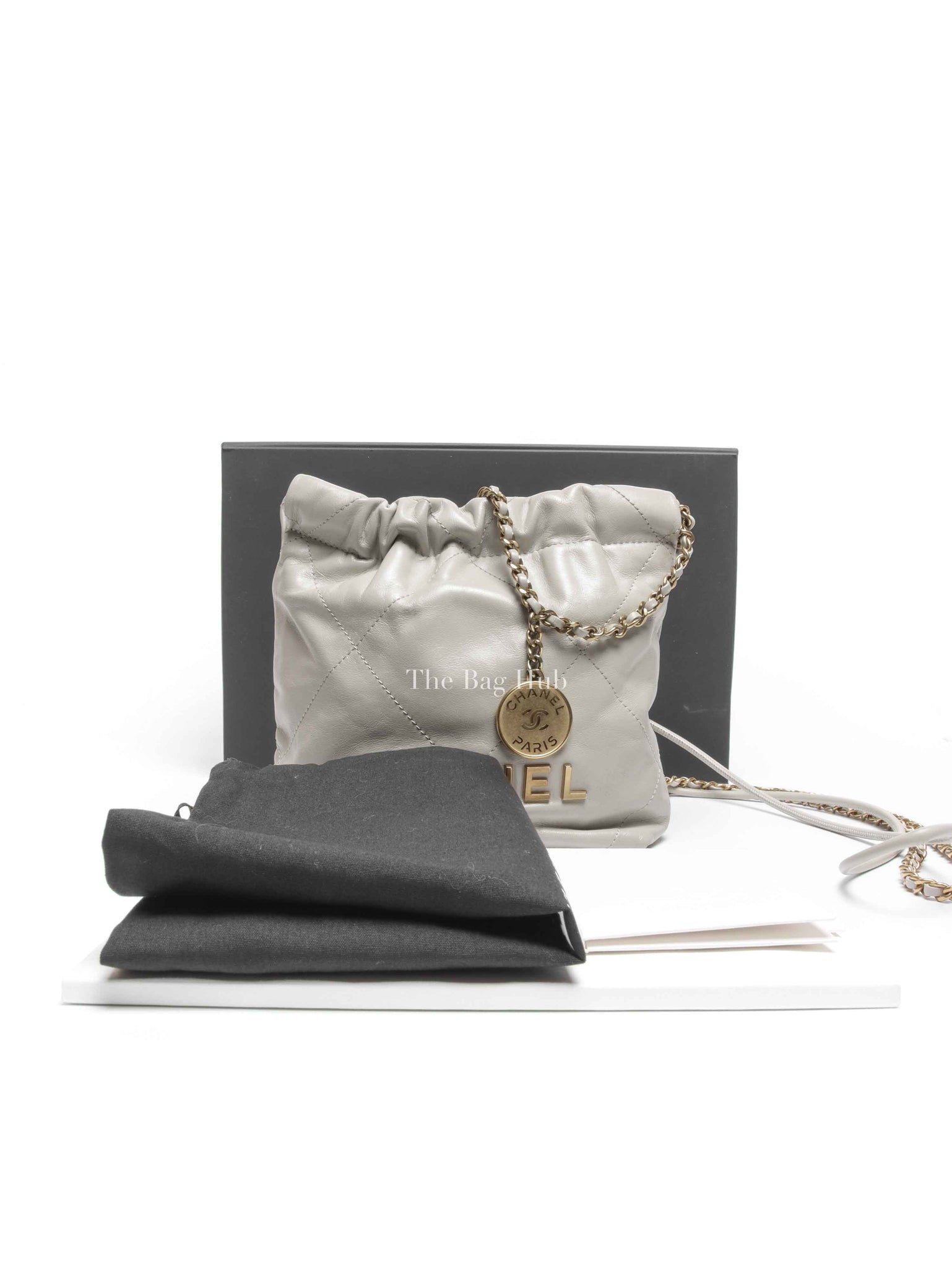 Chanel Gray Shiny Calfskin C22 Mini Bag GHW