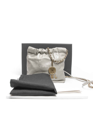 Chanel Gray Shiny Calfskin C22 Mini Bag GHW