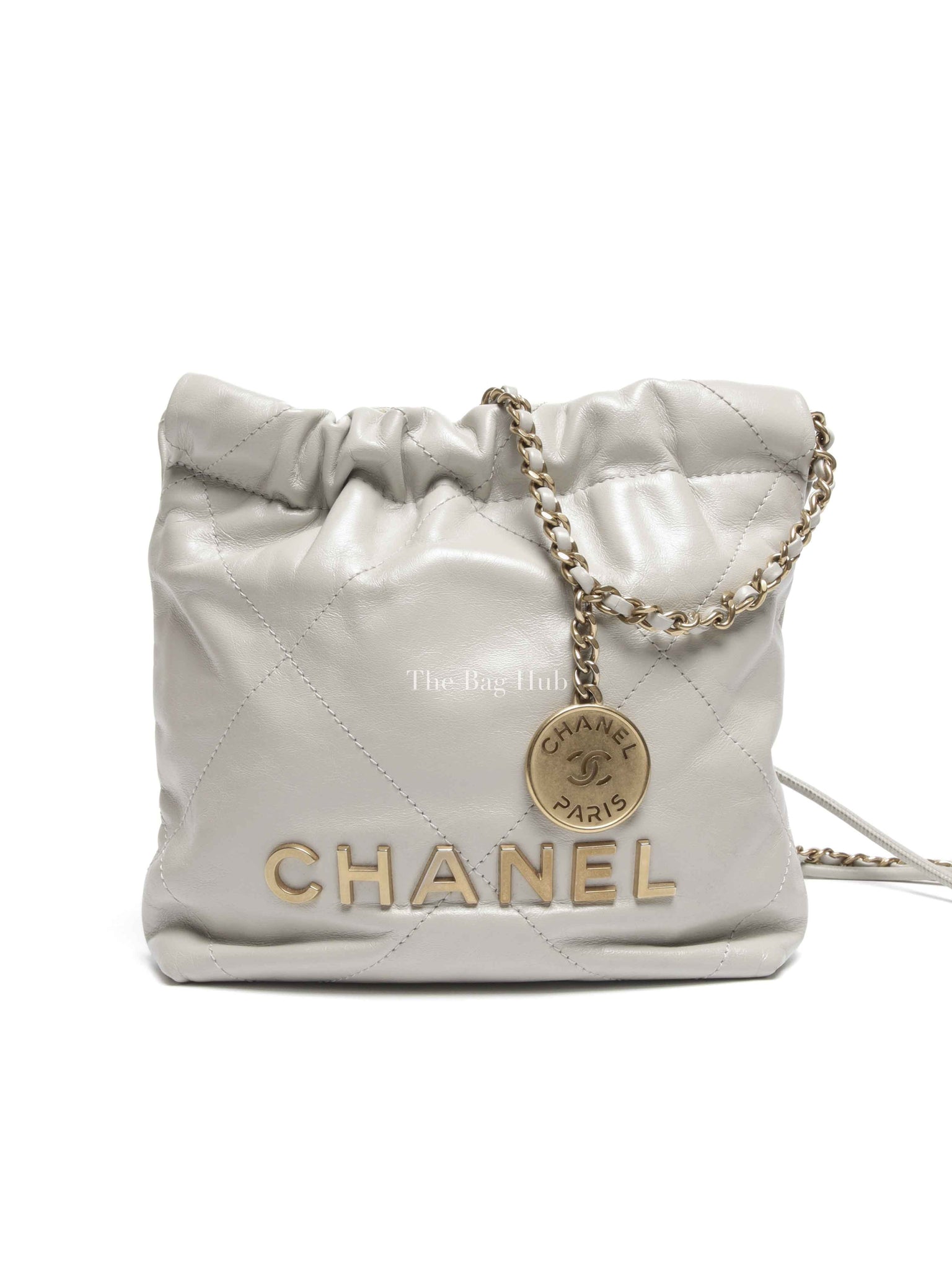 Chanel Gray Shiny Calfskin C22 Mini Bag GHW