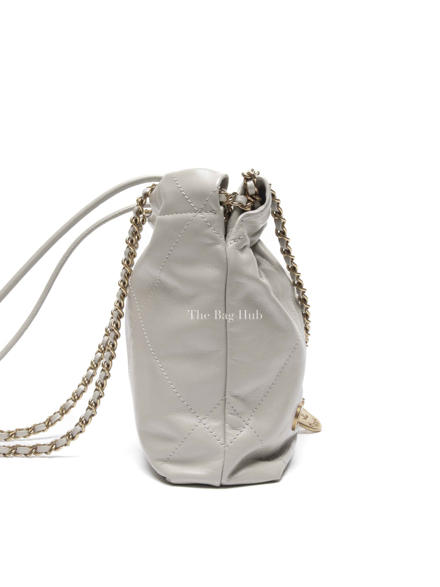 Chanel Gray Shiny Calfskin C22 Mini Bag GHW