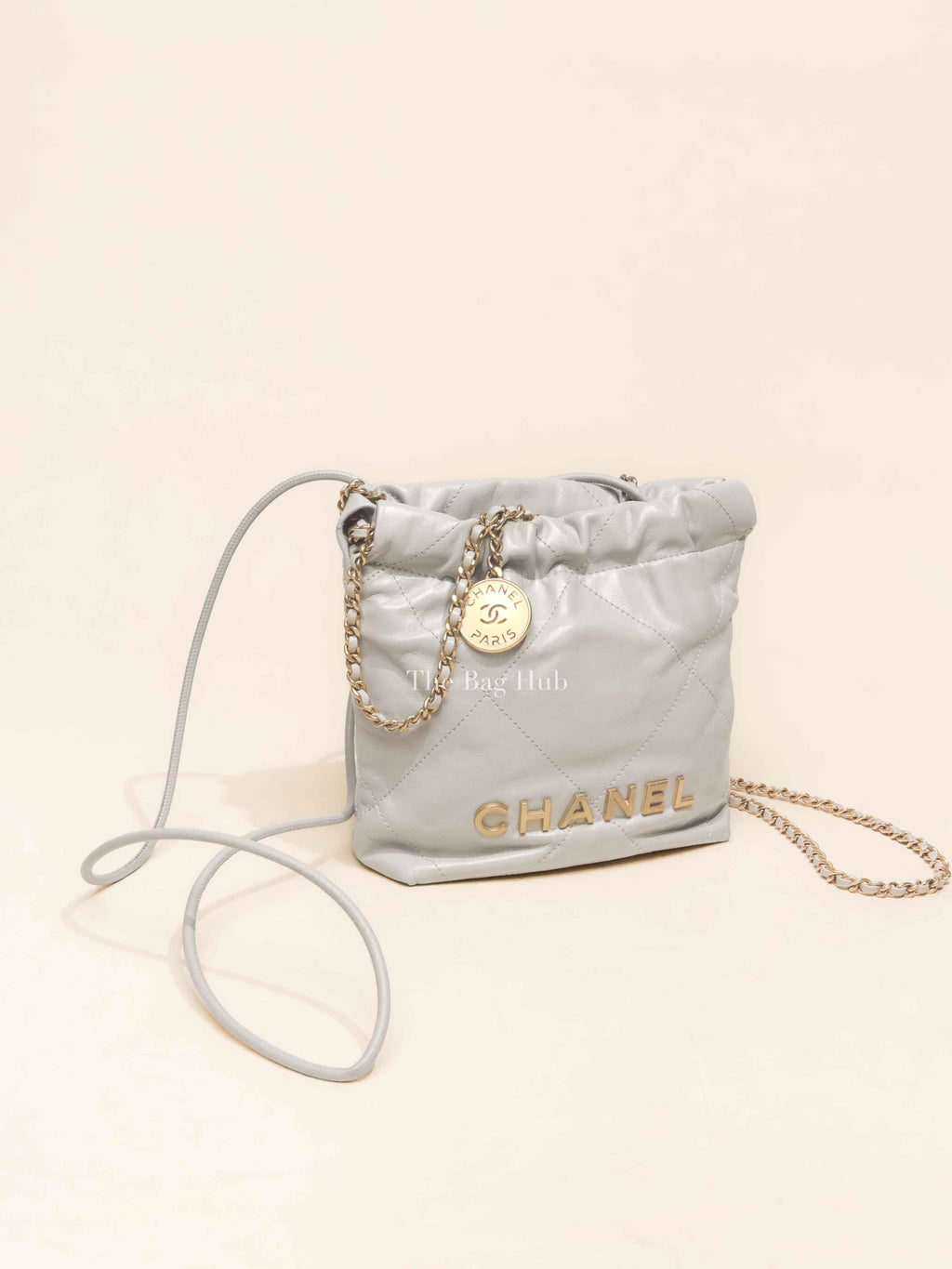 Chanel Gray Shiny Calfskin C22 Mini Bag GHW